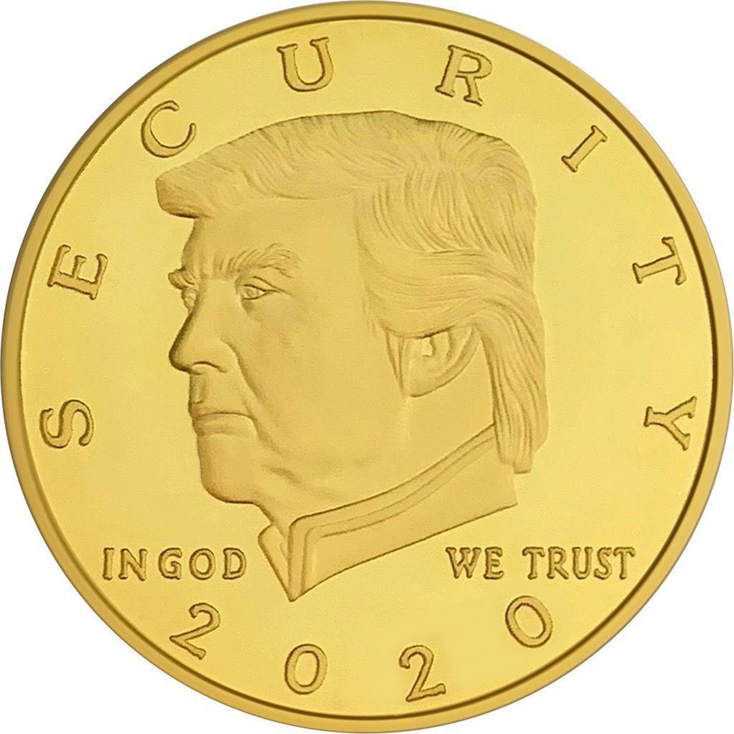 Donald Trump Border Wall Security 2020 Coin - 24K Gold Plated Commemorative Collectors Edition. Stunning Proof Coin in Acrylic Capsule and Velvet Bag. Trump Build The Wall Challenge Coin
