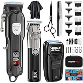 HIENA PRO Hair Clippers for Men Professional Cordless Hair Clippers Electric Beard Trimmer and Foil Shaver Set Home Hair Cutting Kit Type-C Rechargeable for Barber Clippers with LED Display