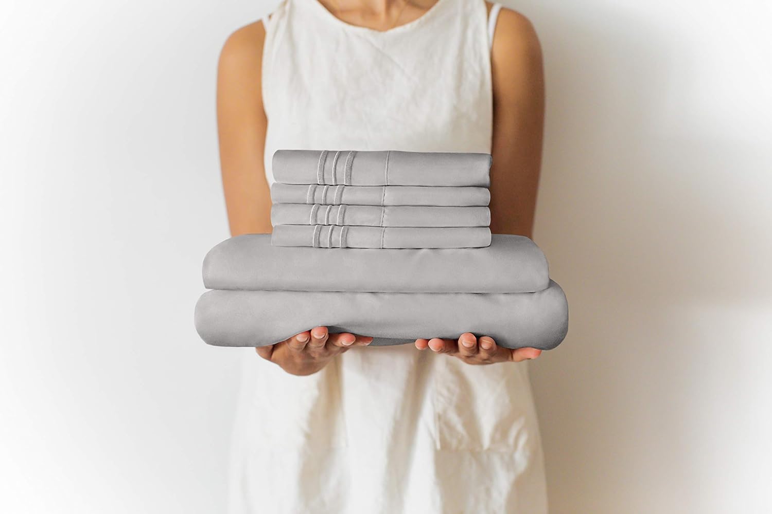 Queen Size Sheet Set - 6 Piece Set - Hotel Luxury Bed Sheets - Extra Soft - Deep Pockets - Easy Fit - Breathable & Cooling Sheets - Wrinkle Free - Grey - Light Grey Bed Sheets - Queens Sheets - 6 PC: Home & Kitchen