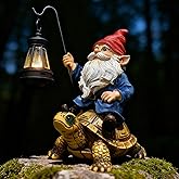 Bezseili Outdoor Garden Gnome, Funny Lawn Gnome Statue Decorations, Solar Gnome Riding Turtle Figurines Ornament for Patio, Balcony, Yard, Iutdoor Office Home Decor, Mom Grandma Sisters Gifts