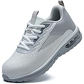 LANSNBO Steel Toe Shoes for Women Lightweight Breathable Safety Work Sneakers Non Slip Puncture Proof Utility Slip On Footwear for Industrial Construction