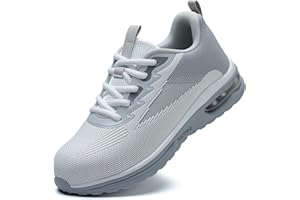 LANSNBO Steel Toe Shoes for Women Lightweight Breathable Safety Work Sneakers Non Slip Puncture Proof Utility Slip On Footwea