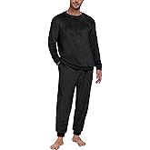 PrinStory Men's Pajamas Set - Winter Coral Fleece Long Sleeve Tops and Bottoms,Soft Plush Warm Loungewear With Pockets S-2XL