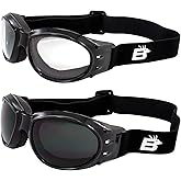 Birdz Eyewear Eagle Red Baron Motorcycle & Airsoft Goggles Clear and Super Dark Lenses for All-Weather, ATV, Biker, Extreme Sports, and Dust Protection