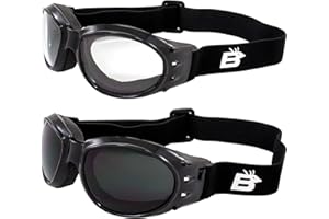 Birdz Eyewear Eagle Red Baron Motorcycle & Airsoft Goggles Clear and Super Dark Lenses for All-Weather, ATV, Biker, Extreme Sports, and Dust Protection
