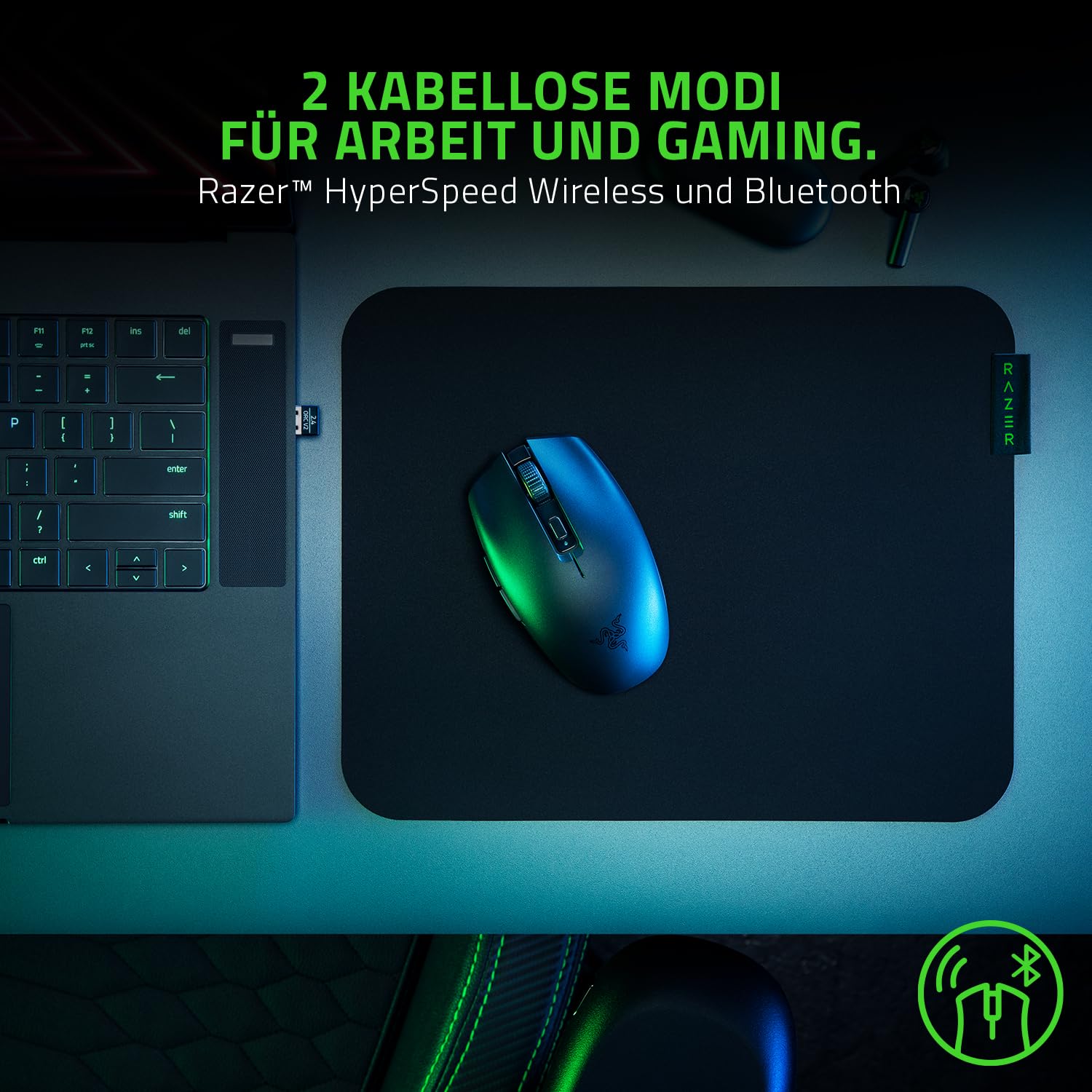Razer Orochi V2 - Mobile kabellose Gaming-Maus mit bis zu 950 Stunden Batterie-Laufzeit (Ultra leichtes Design, 2 kabellose Modi, Mechanische Maus-Switches) Schwarz 3
