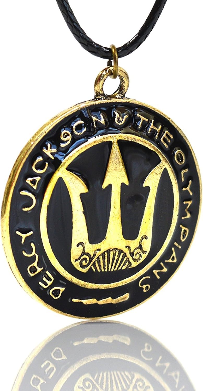 Colgante de diseño de Percy Jackson Camp distorsión escudo de el mar