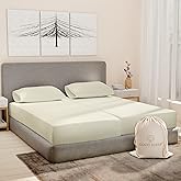 Good Sleep Bedding Split King Sheets Sets for Adjustable Bed Cotton, Luxury Sheets, Egyptian Cotton, 5 Piece Cotton Split King Sheet Set, Sateen Sheets, 2 Fitted - 16" Deep Pocket, Ivory