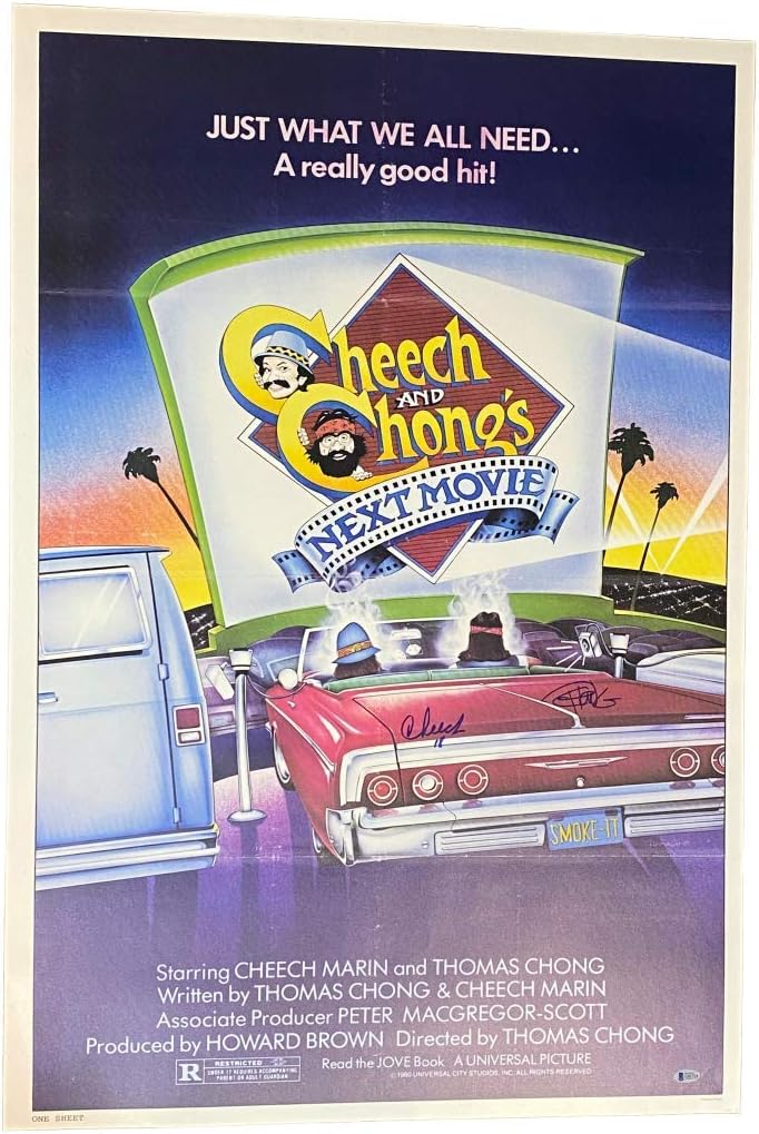 CHEECH AND CHONG SIGNED 27X40 FULL SIZE NEXT MOVIE POSTER AUTOGRAPH BECKETT COA
