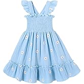 Toddler Baby Girls Dress Floral Embroidered Boho Sleeveless Beach Butterfly Sundress