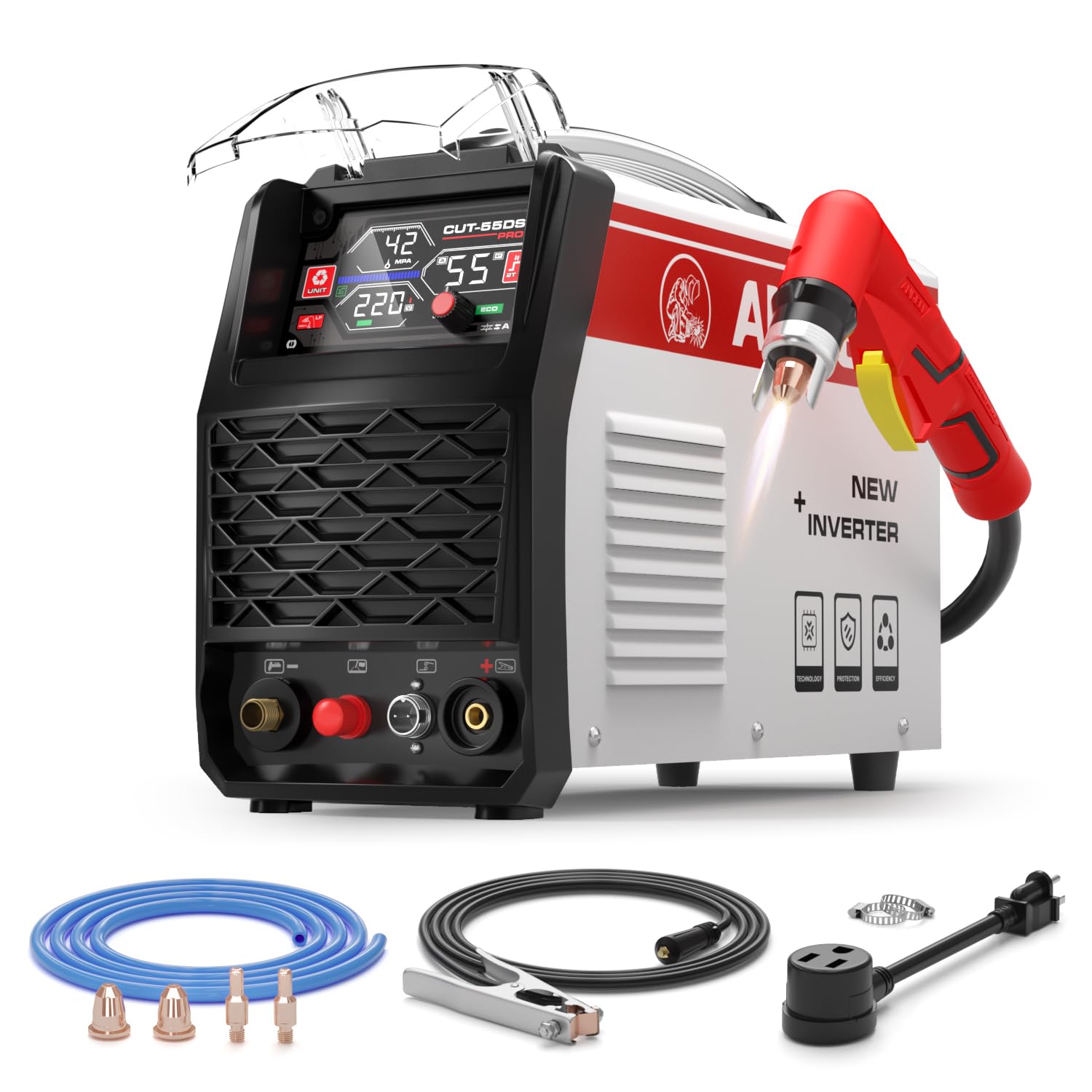 Photo 1 of ANDELI Plasma Cutter 55A,Non-HF Non-Touch Pilot Arc?1'' Max Cut, 4-in-1 Plate Cutting/Grid Cutting/Gouging/Marking?Upgraded LED Display,Post Flow/2T/4T,110/220V IGBT Inverter for Home, Workshop