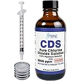 Chlorine Dioxide Solution Ultra Pure CDS 3000 PPM Glass 4 oz - Made in USA | Made in USA for Allone Wellness - Glass Bottle with SealSafe and Oral syring - CDS Soution - Chlorine Dioxide Odor Removal