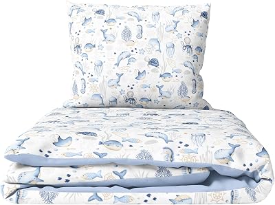 Baby Comfort 2-Piece Toddler Duvet & Pillow Set Ocean 120x90 cm 100% Cotton
