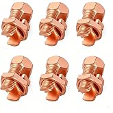 Bntyok 6-Pack Split Bolt Connector, Copper Ground Wire Clamp for 6-8 AWG | Corrosion Resistant, High Conductivity, for Electrical Grounding, Bonding, Fence &amp; Solar Projects