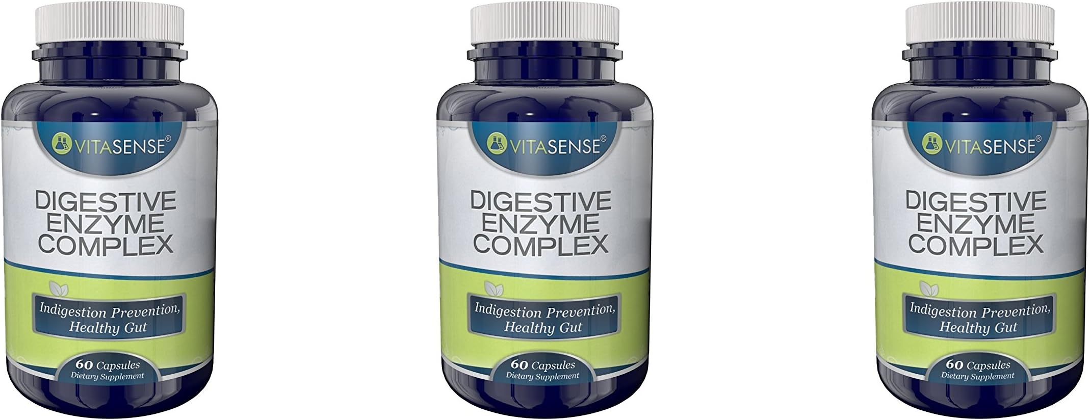 TRIPLE PACK (Pack of 3) Vitasense Digestive Enzyme Complex - Indigestion Prevention, Healthy Gut - 60 capsules
