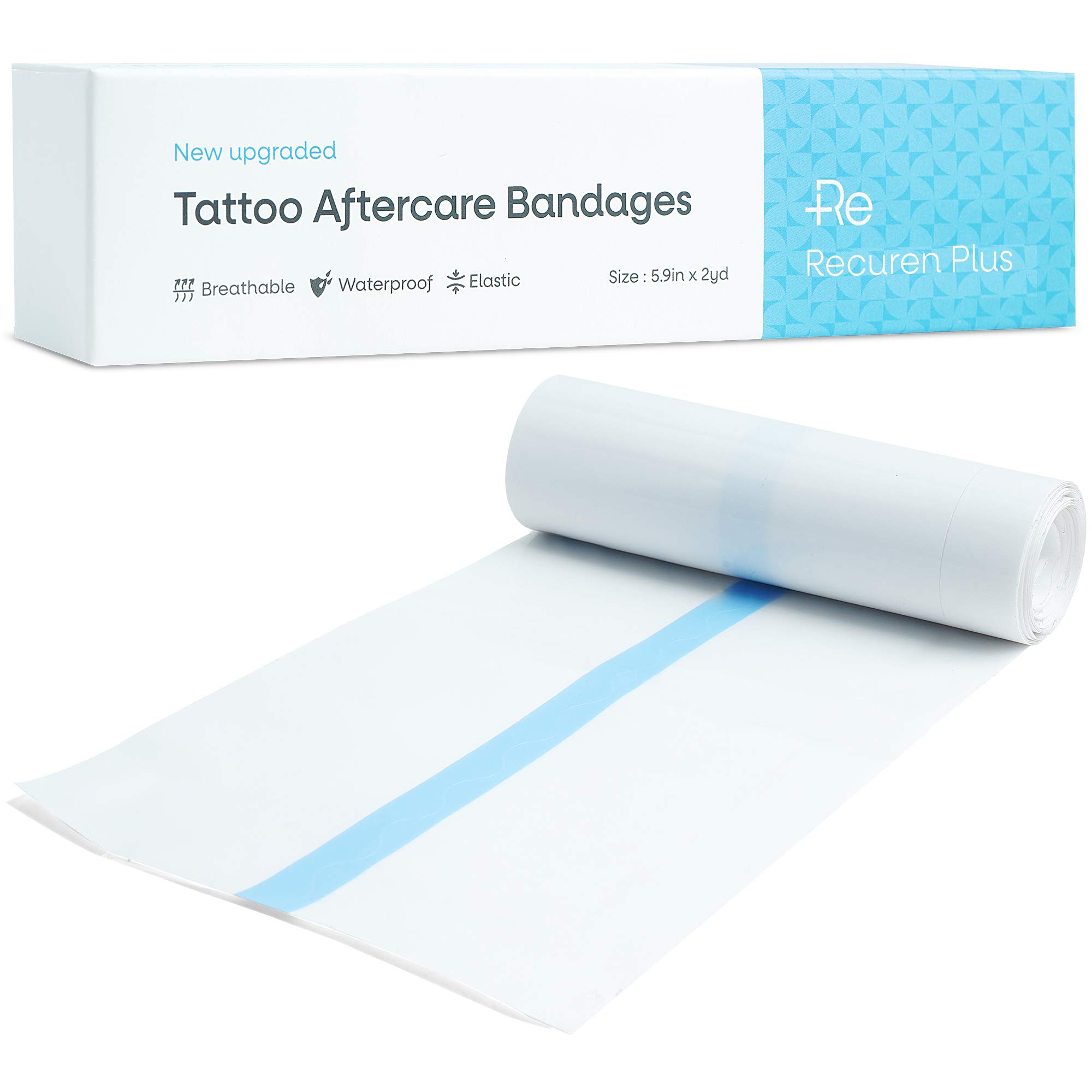 Recuren Plus Tattoo Aftercare Bandages Waterproof Tape for Skin Protection, Second Skin Bandage for Wound Healing Advanced Medical Silicone Gel Tattoo Roll Supplies 1.8m x 15cm
