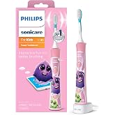 Philips Sonicare for Kids Rechargeable Electric Toothbrush, 1 Brush Head | 2 Intensities, App Connected, 2-Minute Guided Timer, Includes Brush Head, Pink, HX6351/41
