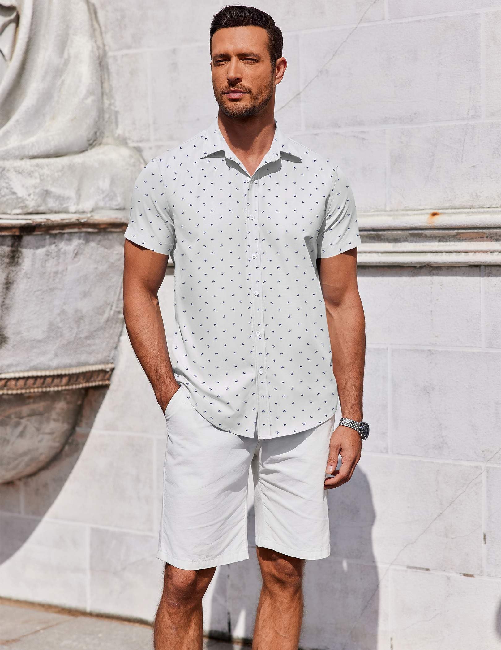 COOFANDY Men's Button Down Shirt Short Sleeve Casual Shirt for Men Summer Business Casual Dress Shirt