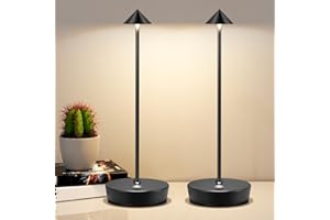 YIKUI 2 Pack Cordless Table Lamp, 6000mAh Rechargeable LED Battery Powered Lamp,3 Color Stepless Dimming Touch Control Lamp,I