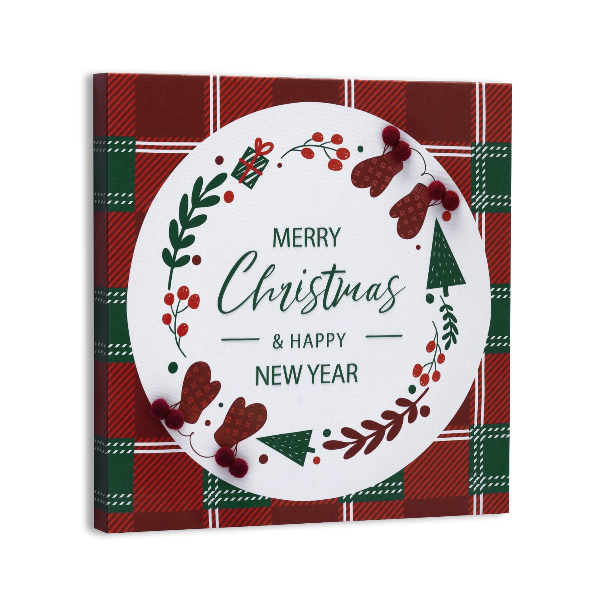 Photo 1 of ****Factory Seal*****
ArtbyHannah Christmas Decorations Hanging Signs, Christmas Canvas Door Sign Merry Christmas & Happy New Year for Holiday Xmas Door Decor (12x12 inch)