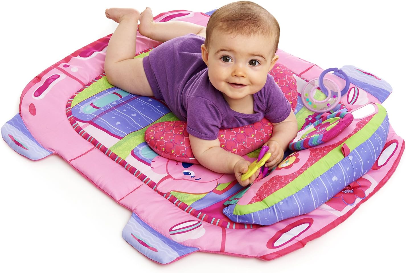 bright starts tummy time prop & play pink