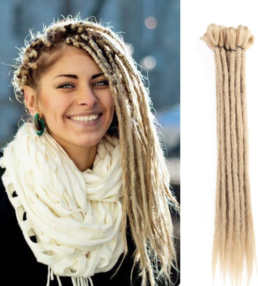 20 inch 100% Handmade Dreadlocks Extensions Fashion Reggae Hair Hip-Hop Style Soft faux locs Crochet Braiding Hair For Women/Men (20Inch 10Pcs, Deep Blonde)