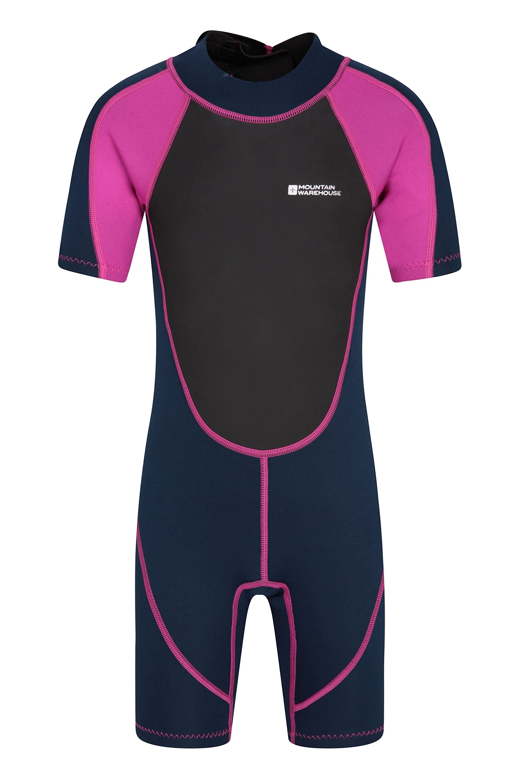 Mountain Warehouse Kids Shorty Wetsuit - Flat Seams, Easy Glide Zip Children's Wetsuit, Neoprene Swimming Wetsuit, Adjustable Neck Closure Diving Suit - for Surfing, Pink, 13 Years — image 1