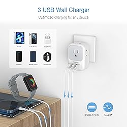 TESSAN US to India Plug Adapter, 7 in 1 Power