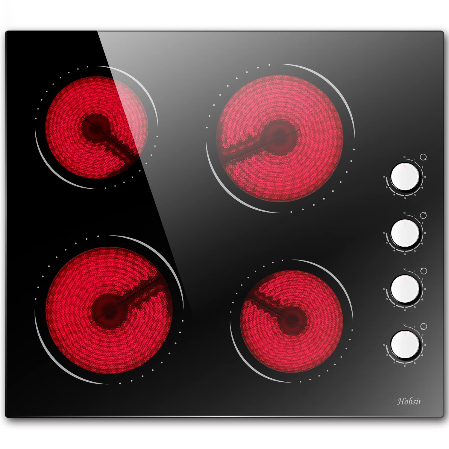 Photo 1 of 24 Inch Electric Cooktop Hobsir 4 Burners Built-in Radiant Electric Stove, 9 Heating Level, Residual Heat Indicator, Over-Temperature Protection, 220V-240V Hard Wire (No Plug)