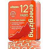 Elluma Beauty Under Eye Patches 12 Pairs of Themed Hydrogel Eye Gel Pads - For Puffy Eyes and Dark Circles, Under Eye Bags, Wrinkles - Energizing Set with Caffeine
