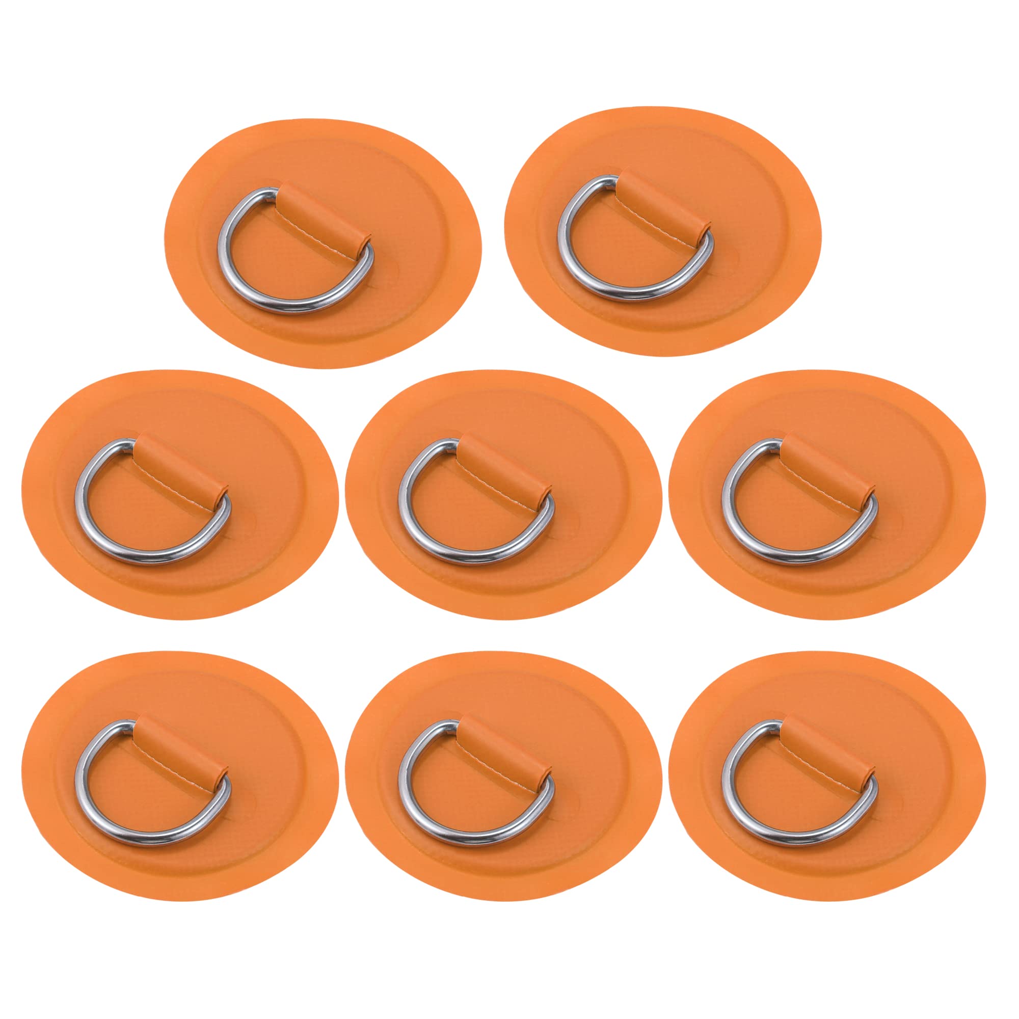 X AUTOHAUX 8pcs 8cm Orange D Ring Patch Pad PVC Stainless Steel for Surfboard