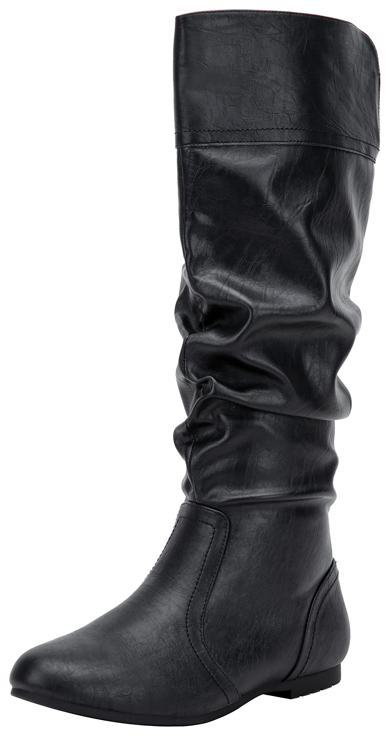 Photo 1 of Jeossy Women's 9601W Knee High Boots, Tall Slouch Boots with Wide Calf, Black Pu, Size 8.5W US-with Inside Zipper(DJY9601W Black pu 08.5)
