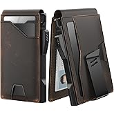 typecase Tactical Wallet for Men Card Holder: Pop Up Card Case, Full Grain Leather, Smart, RFID Blocking, Slim, Minimalist, Thin, Front Pocket - 10 Card Slots, ID Window, Money Clip (Burnished Black)