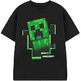 Minecraft T Shirt Boys Creeper Inside Black OR Grey Short Sleeve Gamer Top