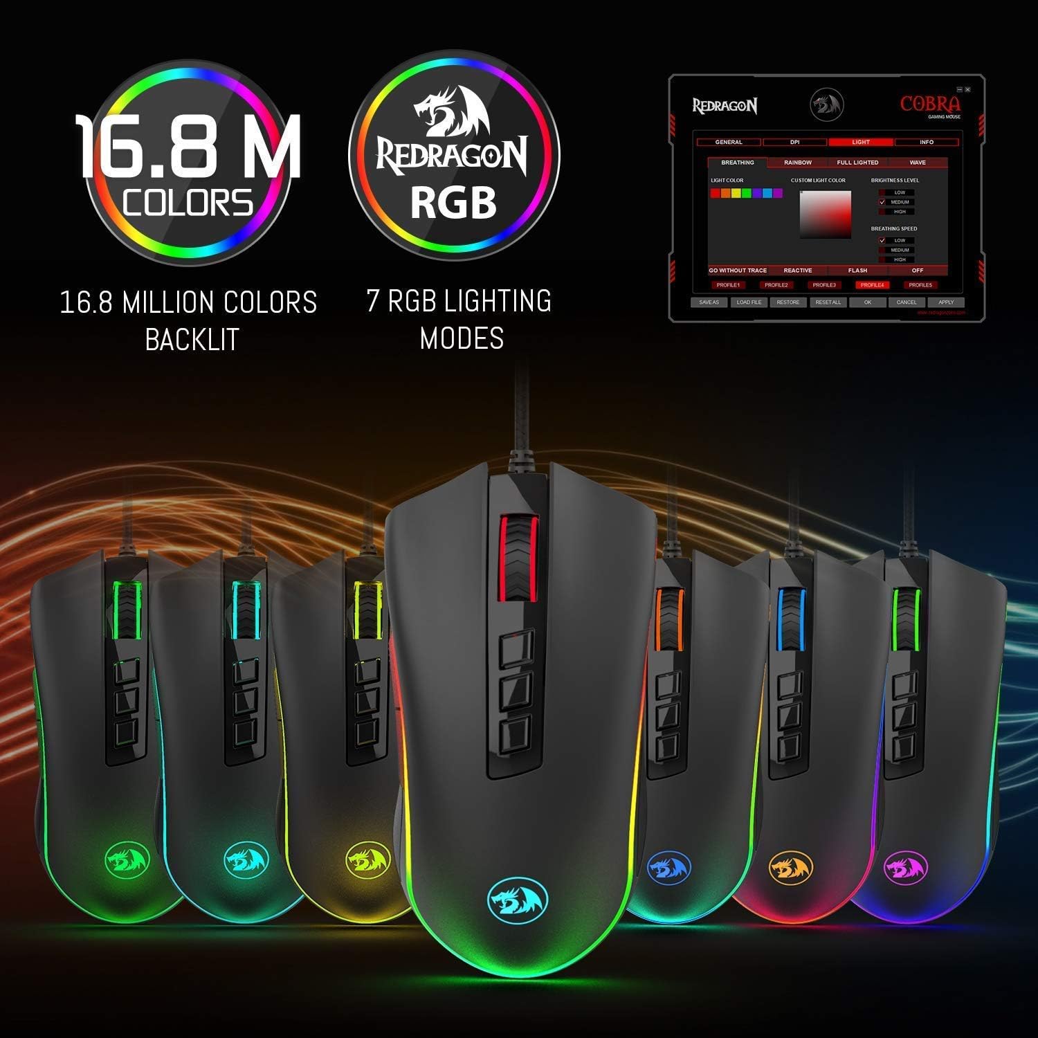Redragon M711 PC Gaming Mice, Wired Mouse, 7 Programmable Buttons, Customizable RGB Lighting Mouse, 10,000 DPI - Image 5