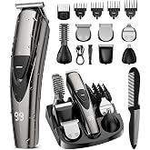 SHPAVVER ETHUP Rechargeable Beard Trimmer for Men: 𝟏𝟐-in-1 Grooming Kit | 𝐏𝐫𝐨fessional Barber Hair Clippers with 6 Detachable Heads &amp; Turbo Speed - Waterproof for Wet/Dry - 𝐒𝐚𝐟𝐞ty Lock, 90-Min