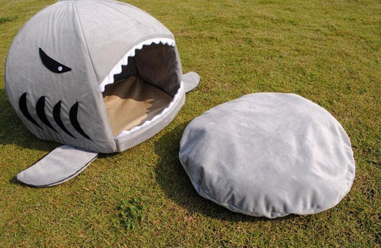 Cats Shark Round Washable Cotton Soft Dog Camal Pet Bed Grey Large Cat Bed With Mat Pet Supplies Pw Mfg Com