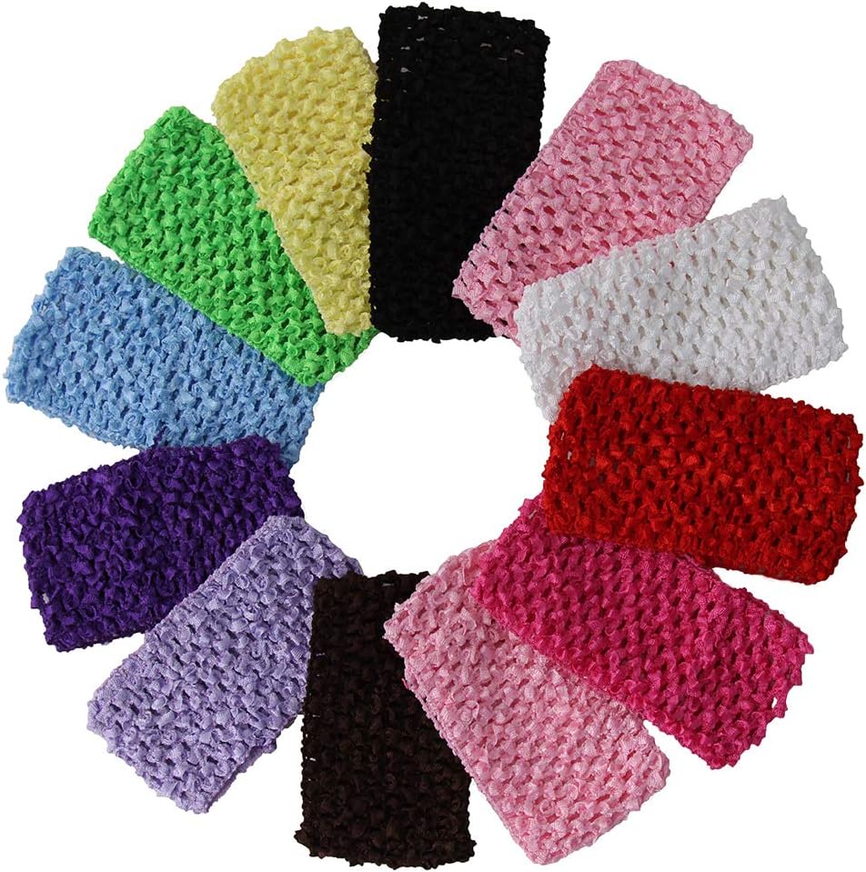 Dozen Assorted 3" Crochet Baby Girl Headbands