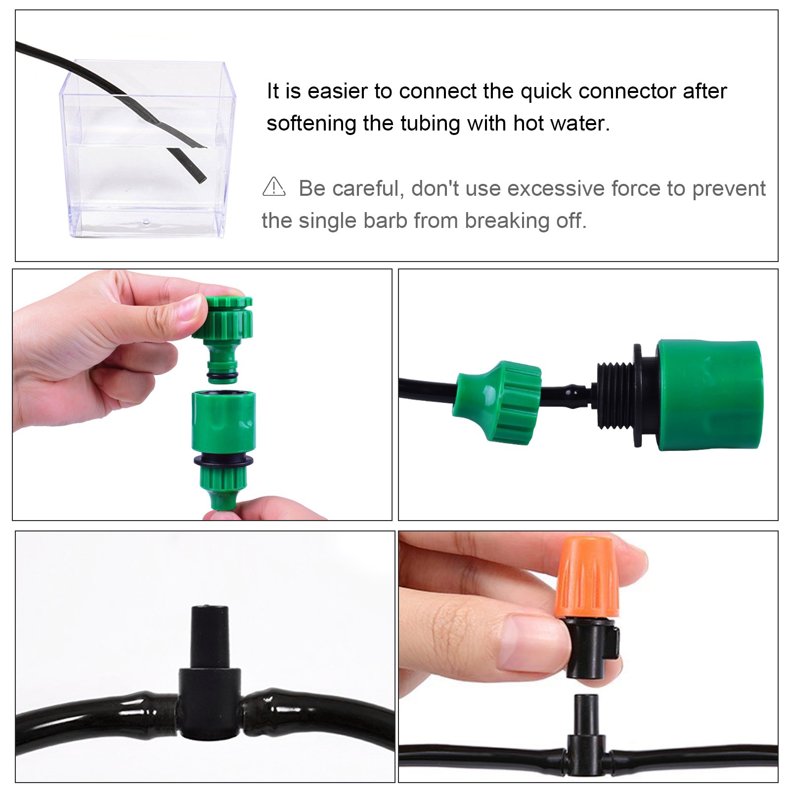 MIXC 1/4-inch Drip Irrigation Kits Accessories Misting Cooling System with 50ft 1/4” Blank Distribution Tubing Hose, 20pcs Misters, 20pcs Barbed Fittings, 3pcs Quick Adapter, Model: GG0A