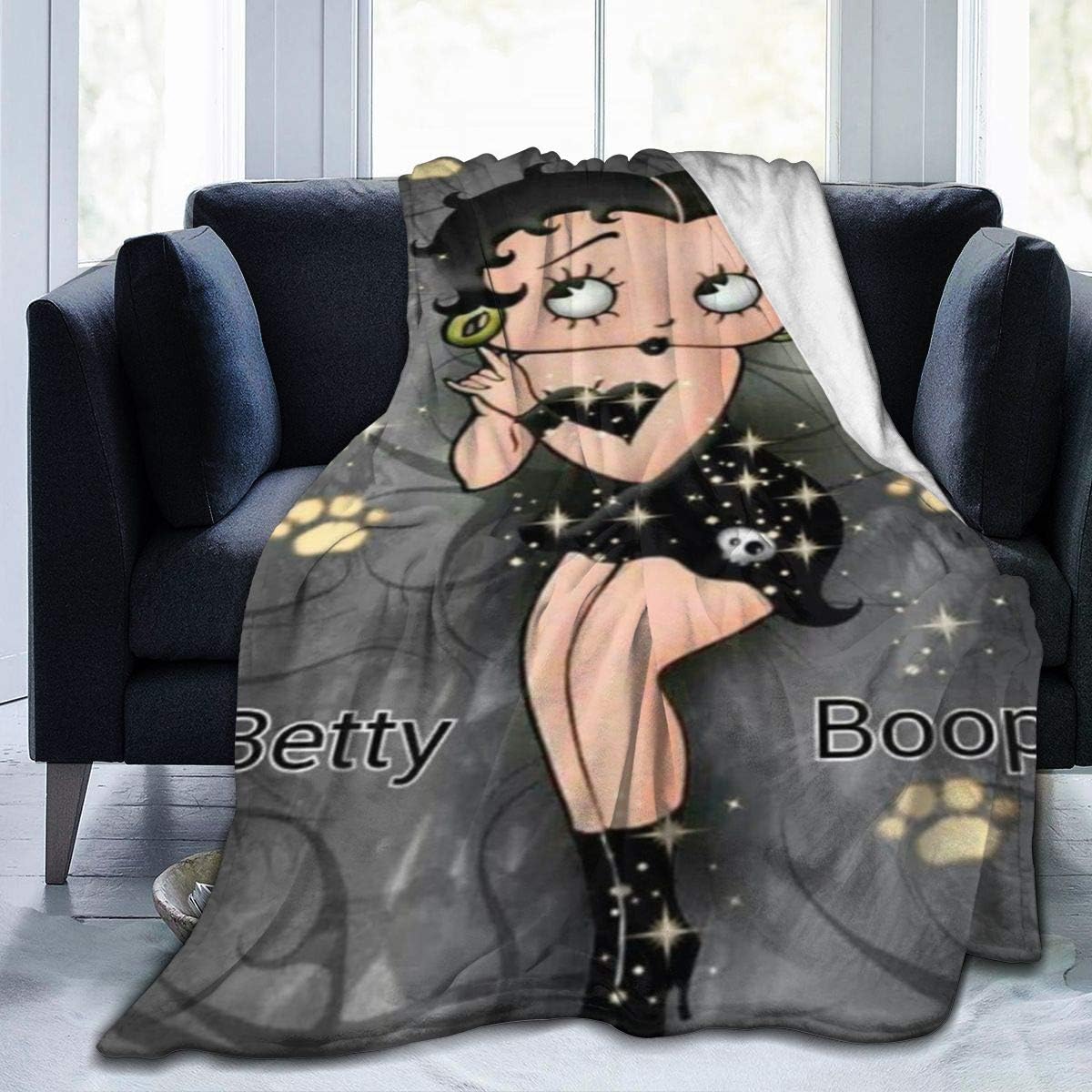KDJGVM133 Fleece Blanket Grey B-Etty Boop Throw Queen Bed Flannel Blanket Ultra-Soft Microfiber - Cozy Lightweight - All Season - 80"x60"