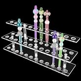 HESHUYU Acrylic Pen Display Stand 24 Slots 1.5cm Clear Pen Stand Display 2 Tier Acrylic Pen Holder Stand for Beadable Pen Pencil