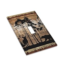 Rustic Mountain Forest Cabin Antler Bear Deer Elk
