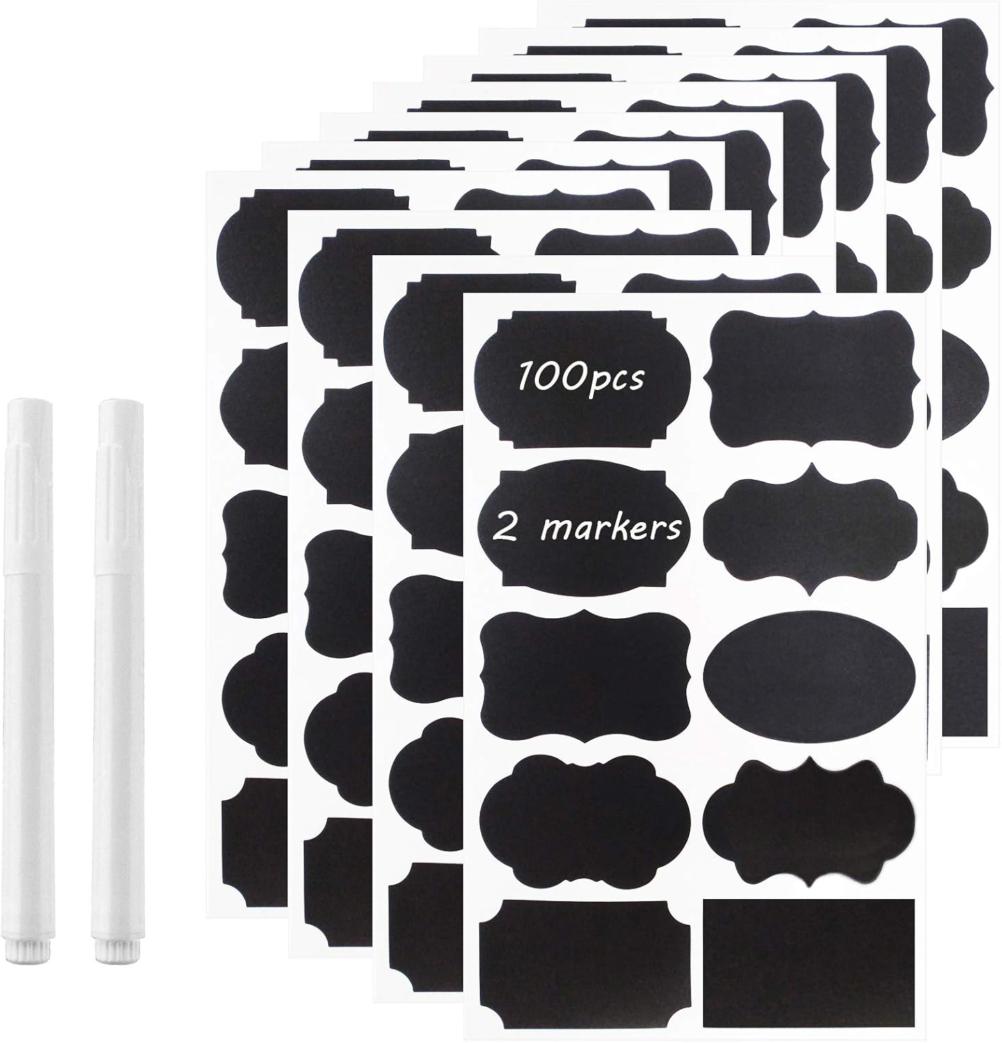 100Pcs Chalkboard Labels Stickers, Reusable Small Waterproof Sticker Label with White Liquid Chalk Marker for Home and Kitchen, Adhesive Removable Chalk Board Mason Jar Labels : Office Products