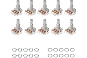 Swhmc A500K Ohm Guitar Potentiometer, 1/4" Split Shaft Volume and Tone Pot with Long Knurled Shaft, Low Noise & Uniform Resistance Change for Electric Guitar Electronics Parts