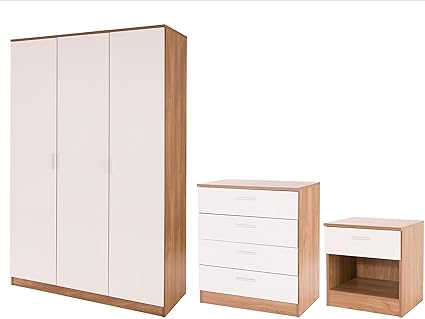 Right Deals Uk High Gloss 3 Piece Bedroom Furniture Set 3 Door