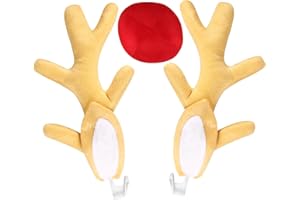 KSAAUTO Christmas Car Decor Reindeer Antlers Rudolph Red Nose Kit for Car Christmas Decorations Exterior Auto Accessories Funny Gifts Holiday Christmas Decor