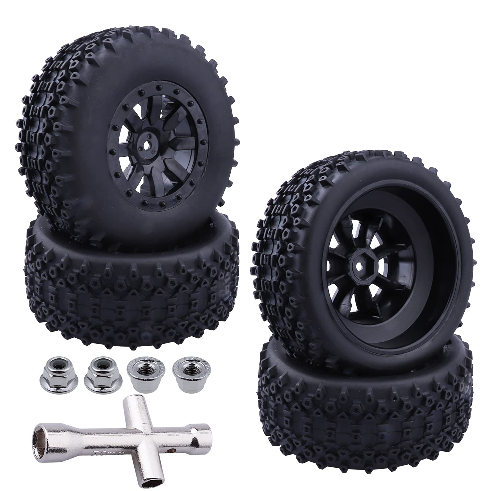 HobbyPark 1/10 RC Short Course Wheels & Tires Set – 12mm Hex, Pre-Glued, 4.25" Outer Diameter For Traxxas Slash, Redcat, Losi - View #4