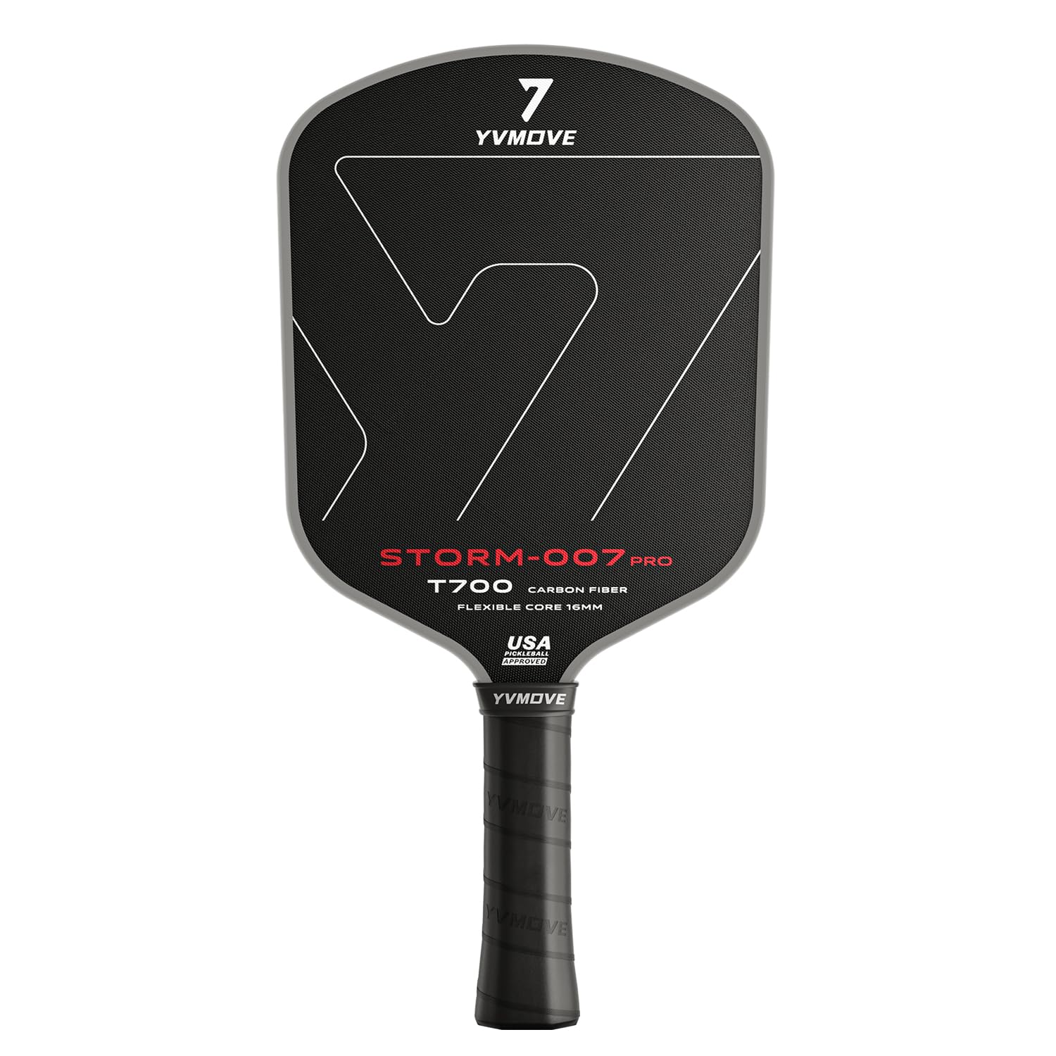 YVmove Pickleball Paddle with T700 Raw Carbon Fiber Surface & 16mm STR-Core Power Polymer Core, Premium Pickle Ball Racket Designed for Ultimate Spin & Consistency, USAPA Approved Storm 007 Image