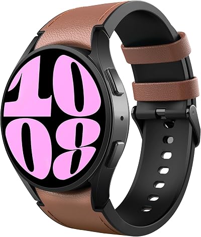 TiMOVO Leather Silicone Strap 20mm for Samsung Galaxy Watch 7 6 5 4 Classic Pro