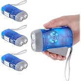 Evelots 4-Pack Hand Crank Flashlights for Emergencies, Double LED | Hand-press crank generates power without batteries; compact dual-LED lights are ideal for cars, camping, hiking and outages.